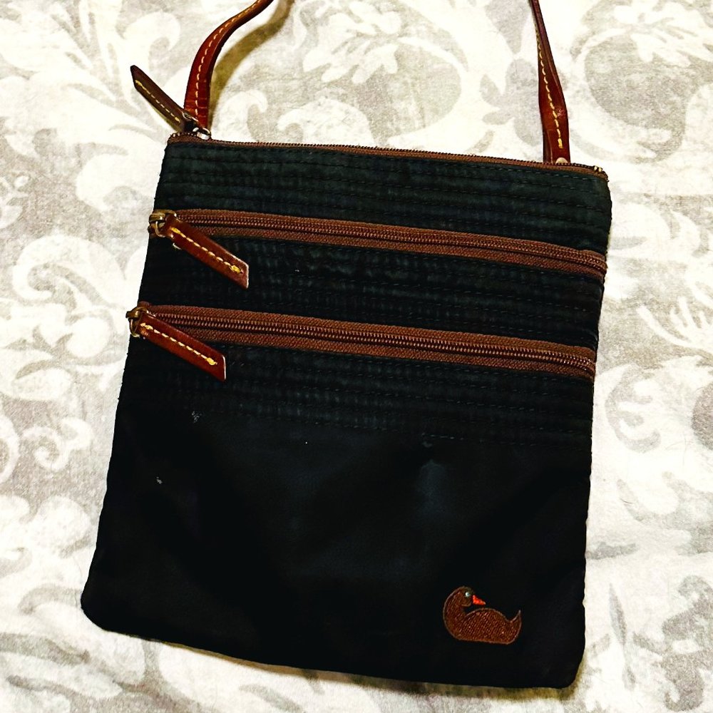 Dooney & Bourke Women's Black Three Zippers Fabric CrossBody, Barbie Pink